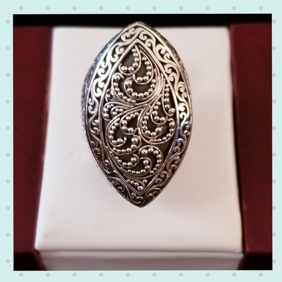 LOIS HILL STERLING SILVER MARQUIS SHAPED RING - Picture 3 of 10
